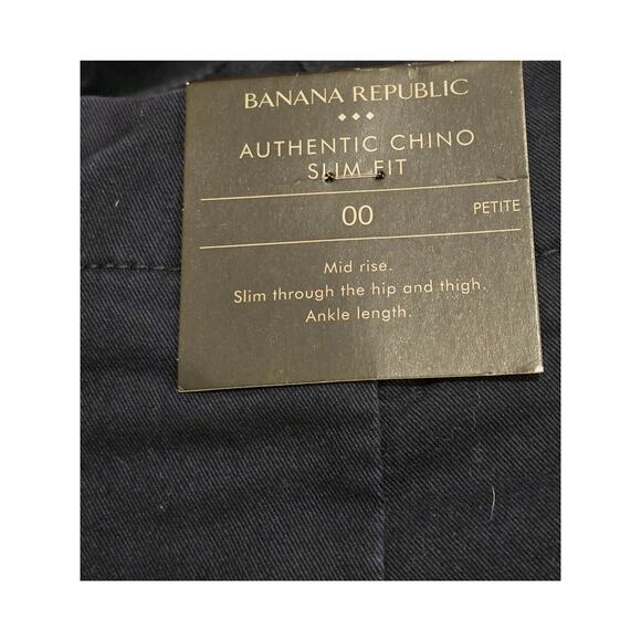 Banana Republic Authentic Chino Slim Fit in Navy NWT Size 00 Petite - Picture 3 of 5